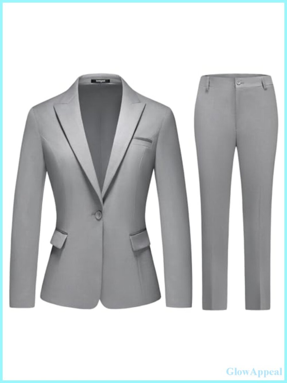Women's 2 Piece Pantsuit Single Button Blazer Straight Leg Pants Business Office